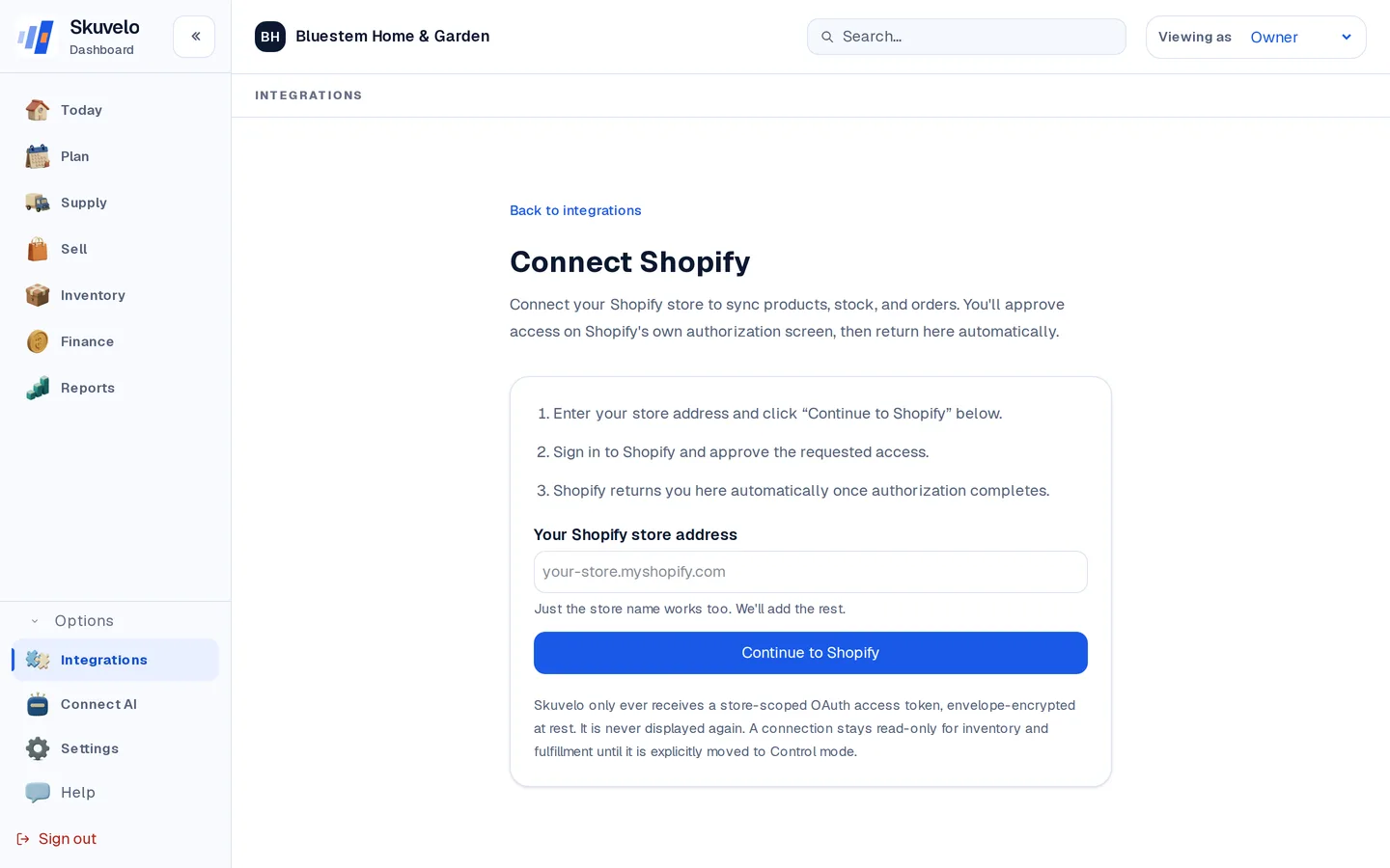 Connecting Shopify