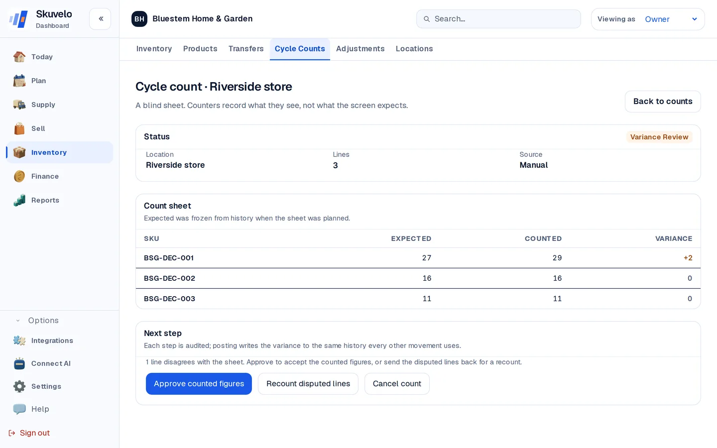 Review the variance before approving